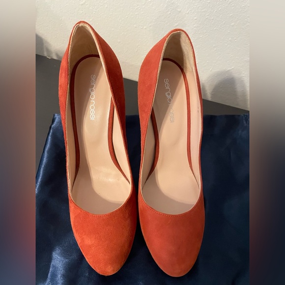 Sergio Rossi round roe terracota suede platform pumps 38 - Picture 2 of 9